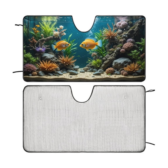 Fish Car Windshield Sun Shade Fold-able Sunshade Front Window Cover Sun Visor Protector Accessories for Truck SUV 55"x30"
