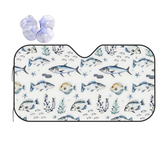 Fish Car Windshield Sun Shade Universal Fit Auto Sun Visor Protector