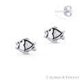 thumbnail image 1 of Fish Charm Animal Stud Earrings in Oxidized .925 Sterling Silver, 1 of 1