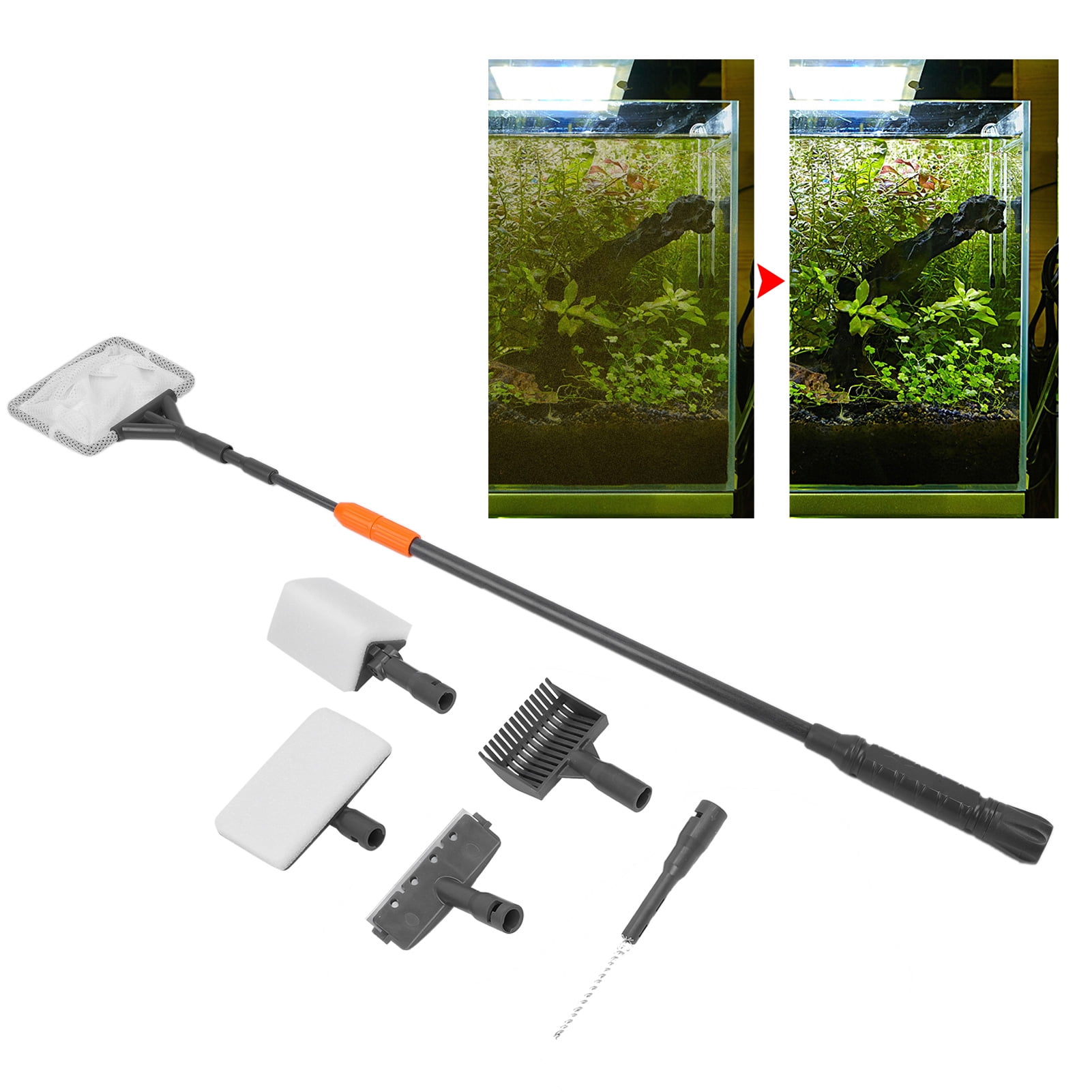 Fish Cleaning Kit 6 In 1 Aquarium Cleaner Scrapers Sponge Brush Gravel