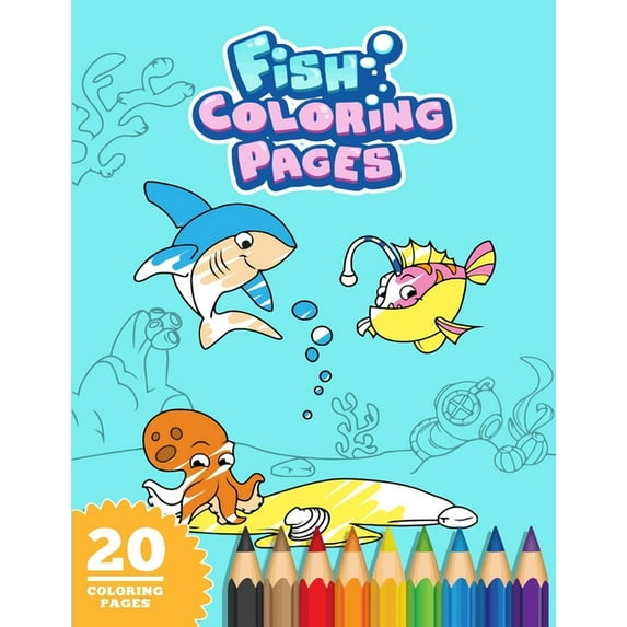 Fish Coloring Pages - 8.5x11" Coloring Book For Kids, (Paperback)