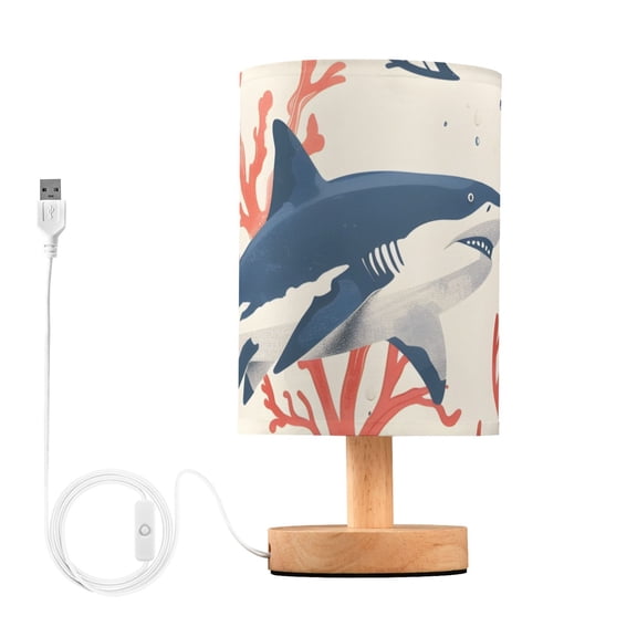 Fish Coral Cartoon Style Table Lamp with USB Port LED Warm Light Lamp Night Light Home Decor