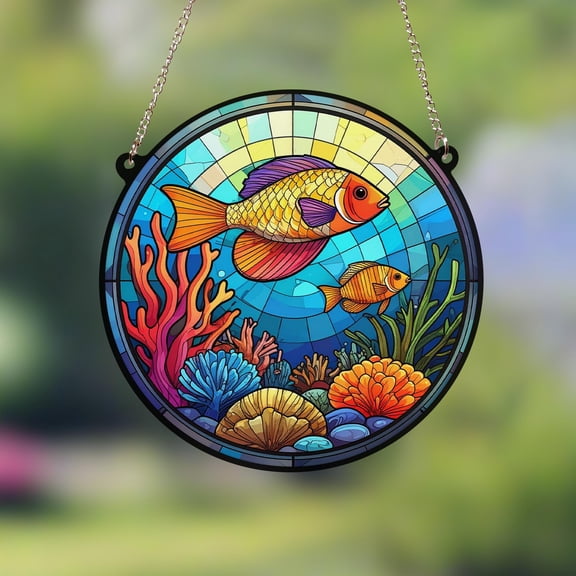 Fish Coral Effect Acrylic Suncatcher Window Hanging Home Decor Ocean Beach Theme