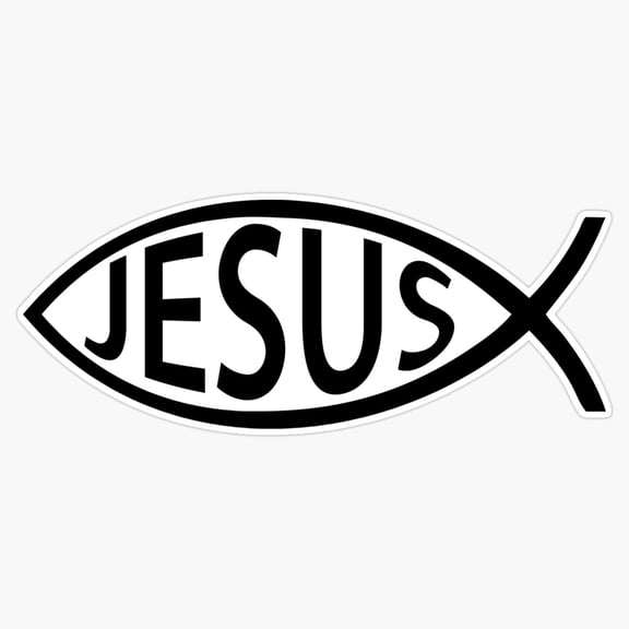 Fish Cross Inner Silhouette Christianity Car Window Decal Vinyl Sticker