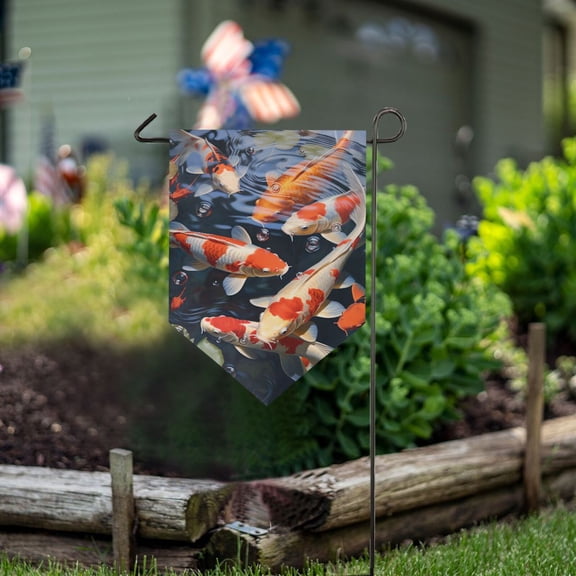 Fish Crowds Lotus Leaves Garden Flag 18" x 12.5" Double Sided Yard Lawn Outdoor Decor Small Yard Flags