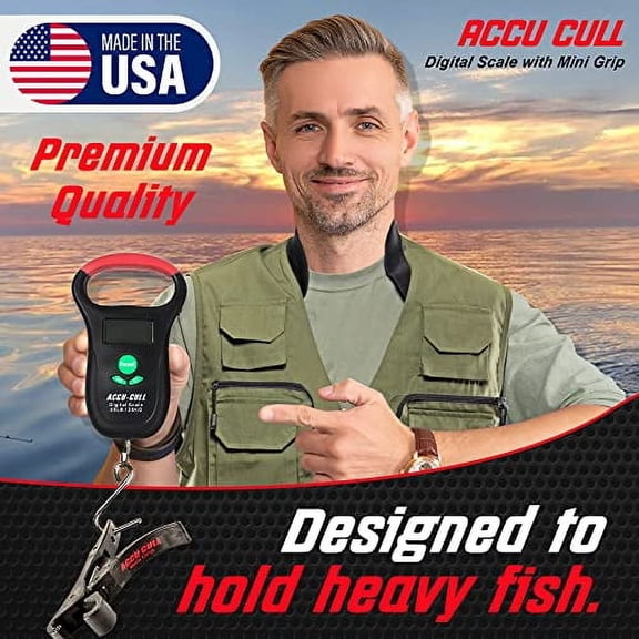 Fish Culling System Digital Fish Scale with Mini Fish Gripper - 2-in-1 Combo Pack Weighing Fishing Gear - Fishing Accessories and Fishing Equipment to Add in Fishing Tools Kit