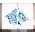 thumbnail image 1 of Ambesonne Fish Curtains 2 Panel Set, Abstract Betta Splenden, 108" x 84", Blue Azure Blue, 1 of 3