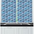 thumbnail image 1 of Fish Curtains 2 Panels Set, Underwater Fauna in Blue Shades Simplistic Sketch Style Swimming Animals with Scales, Window Drapes for Living Room Bedroom, 55W X 39L Inches, Multicolor, by Ambesonne, 1 of 2