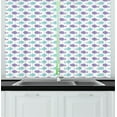 thumbnail image 1 of Fish Curtains 2 Panels Set, Watercolor Style Underwater Nature Theme with Continuous Fish Shapes, Window Drapes for Living Room Bedroom, 55W X 39L Inches, Turquoise Violet and White, by Ambesonne, 1 of 2