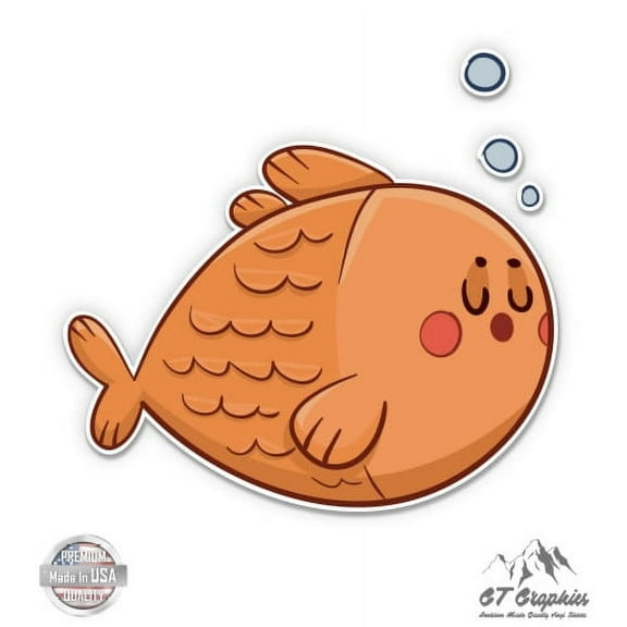 Fish Cute - 5" Vinyl Sticker - For Car Laptop I-Pad - Waterproof Decal