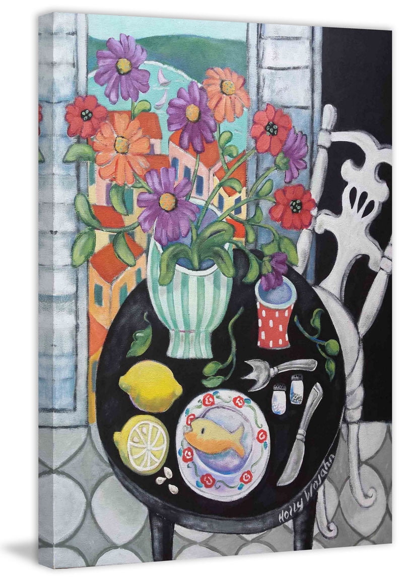 "Fish Dinner by the Sea" Painting Print on Canvas