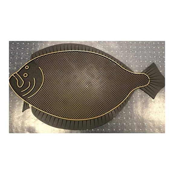 Fish Doormat for Dock or Boat - Heavy Duty Outdoor Door Mat - 30x16.5 Inch Black Entrance Rug - Decorative Boot Scraper - Durable Vinyl Bristle Mat