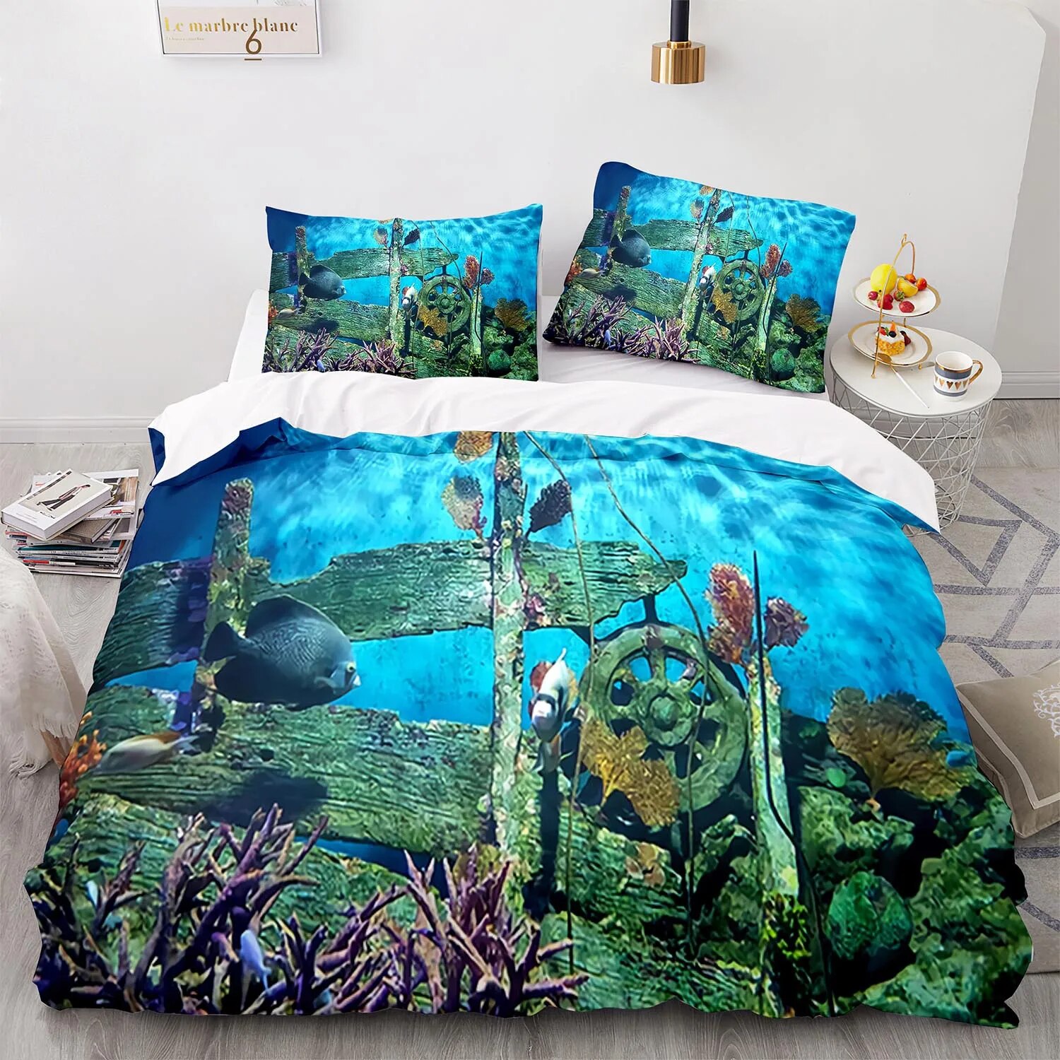 Fish Duvet Cover Full Ocean Bedding Sets 3D Printed Underwater World