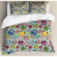 thumbnail image 1 of Fish Duvet Cover Set, Marine Animals and Plants Coral Reed Jellyfish Seashell Crab Starfish, Decorative 3 Piece Bedding Set with 2 Pillow Shams, Queen Size, Seafoam and Multicolor, by Ambesonne, 1 of 2