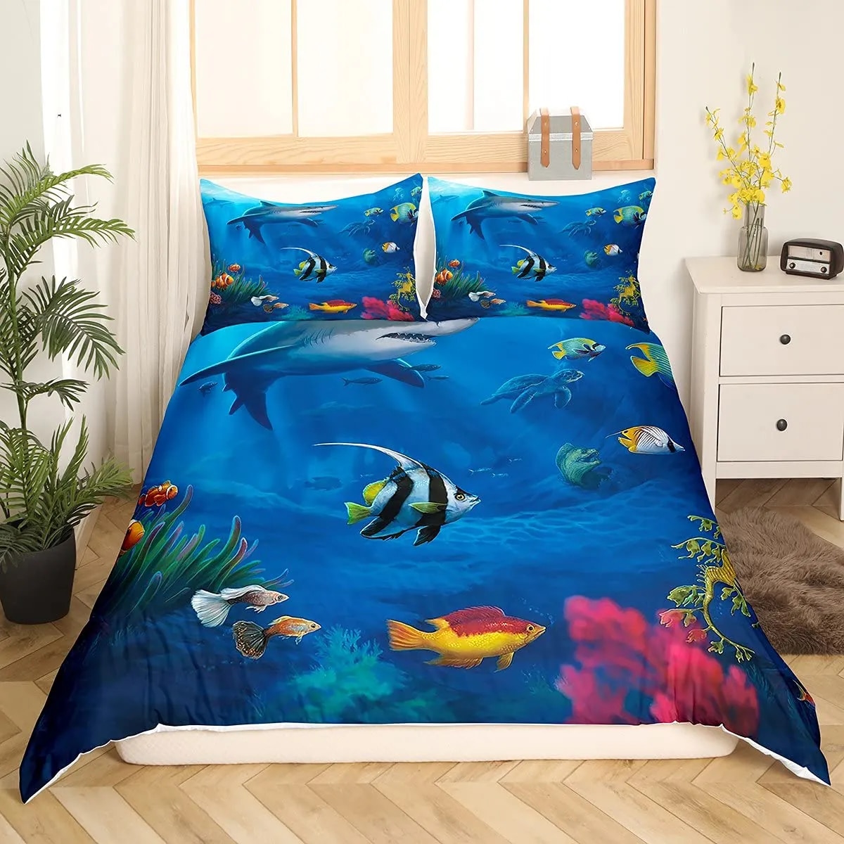 Fish Duvet Cover Set Ocean Bedding Sets 3D Printed Underwater World