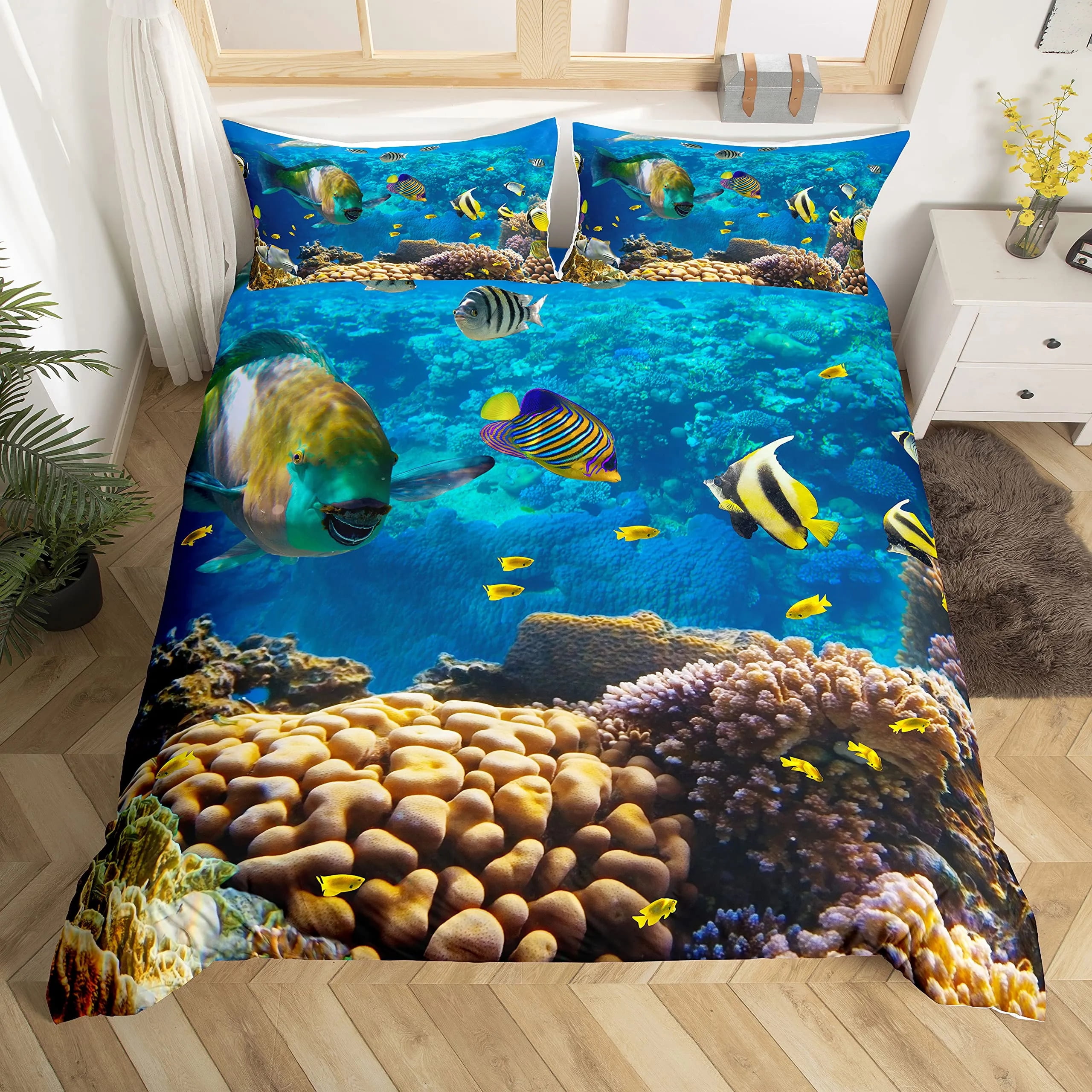 Fish Duvet Cover Set Ocean Bedding Sets 3D Printed Underwater World