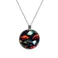 thumbnail image 1 of Fish Elegant Glass Design Circular Pendant Necklace - Stylish Statement Necklaces, 1 of 5
