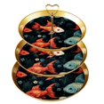 thumbnail image 1 of Fish Elegant Plastic Discs Jewelry Display Stand with Iron Pillars | 32cm Height | 21cm/24cm/27cm Plates, 1 of 6