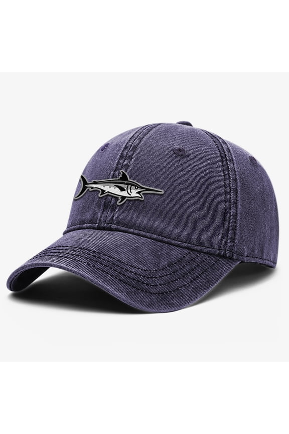 Fish Embroidery Dad Hat, Soft Washed Cotton Baseball Cap with Adjustable Strap and Classic Vintage Design, Unisex Casual Outdoor Style, Dadcore Hats, One Size Hats