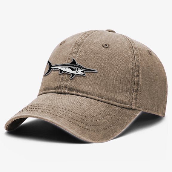 Fish Embroidery Dad Hat, Soft Washed Cotton Baseball Cap with Adjustable Strap and Classic Vintage Design, Unisex Casual Outdoor Style, Dadcore Hats, One Size Hats