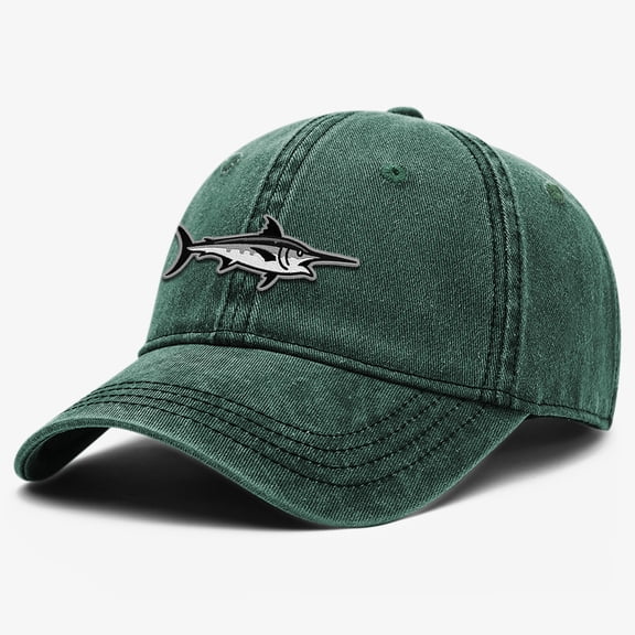Fish Embroidery Dad Hat, Soft Washed Cotton Baseball Cap with Adjustable Strap and Classic Vintage Design, Unisex Casual Outdoor Style, Dadcore Hats, One Size Hats