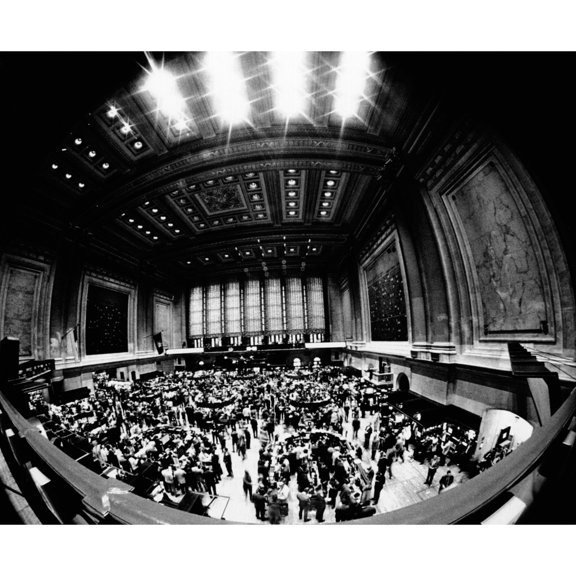 Fish-Eye View Of The Trading Floor Of The New York Stock Exchange On Its 175Th Anniversary. May 17 History