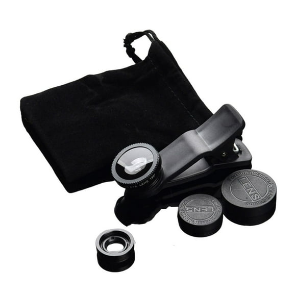 Fish Eye Wide Angle Macro Lens Kit for Mobile Phones, Compatible for iPhone 12 11 XS MAX X, Portable ABS Camera Lens Set for Enhanced Photography, Black