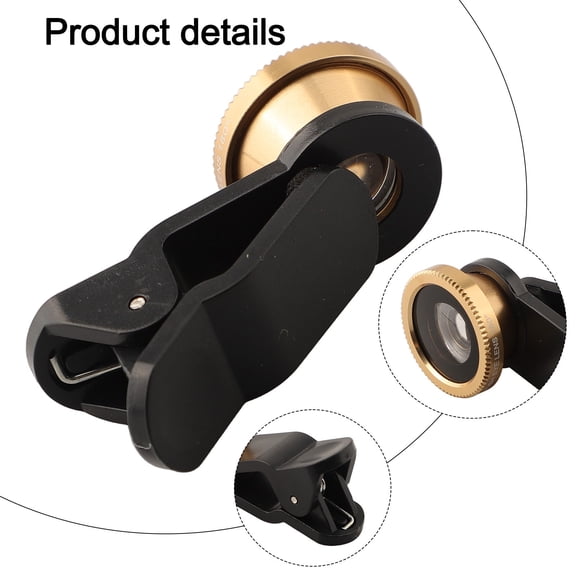 Fish Eye Wide Angle Macro Lens Kit for Mobile Phones, Compatible for iPhone 12 11 XS MAX X, Portable ABS Camera Lens Set for Enhanced Photography, Gold