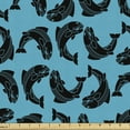 thumbnail image 1 of Fish Fabric by the Yard, Repetitive Salmon Trout Silhouettes Marine-Themed Underwater Pattern, Decorative Upholstery Fabric for Chairs & Home Accents, Charcoal Grey and Sky Blue by Ambesonne, 1 of 5