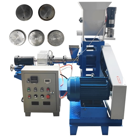 Fish Feed Extruder Granulator Machine Aqua Feed Pet Cat Dog Floating Includes 5 Molds 5.5KW 220V 3PH