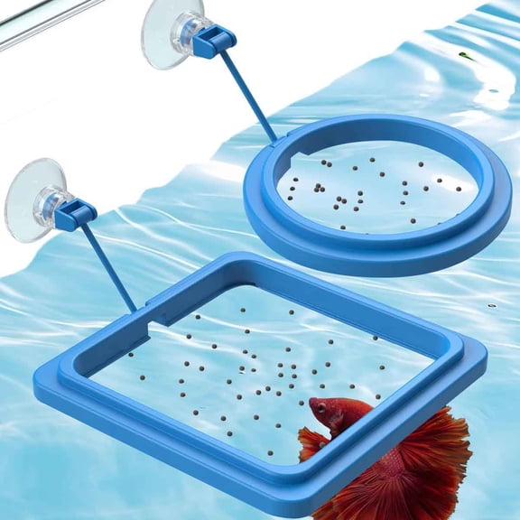 Fish Feeding Ring for Aquarium  Round and Square Floating Food Feeder with Suction Cup