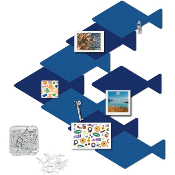 Fish Felt Bulletin Board 6.29x11.8 Inch Self Adhesive Felt Bulletin Board Picture with Pin Wool Wall Decorations