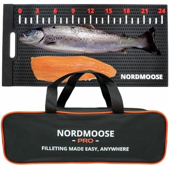 Fish Fillet Mat with Storage Bag and Fish Ruler Decal. Large 28""x14"" Nonslip Fish Cleaning Mat that Grips the Fish - Durable & Easy to Clean, Portable Fish Cutting Board, Black$$