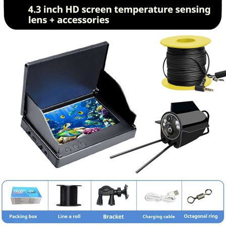 Fish Finder, Czzoypi HD Underwater Camera with Temperature Sensor, Night Vision Fishing Probe for Winter Ice Fishing Tool