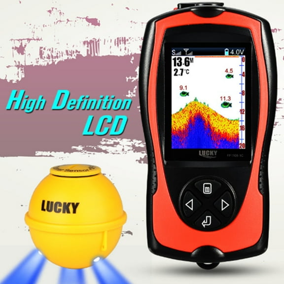 Fish Finder, HD LCD Wireless Portable Sonar Sensor Transducer Fish Finder Fishing Detector