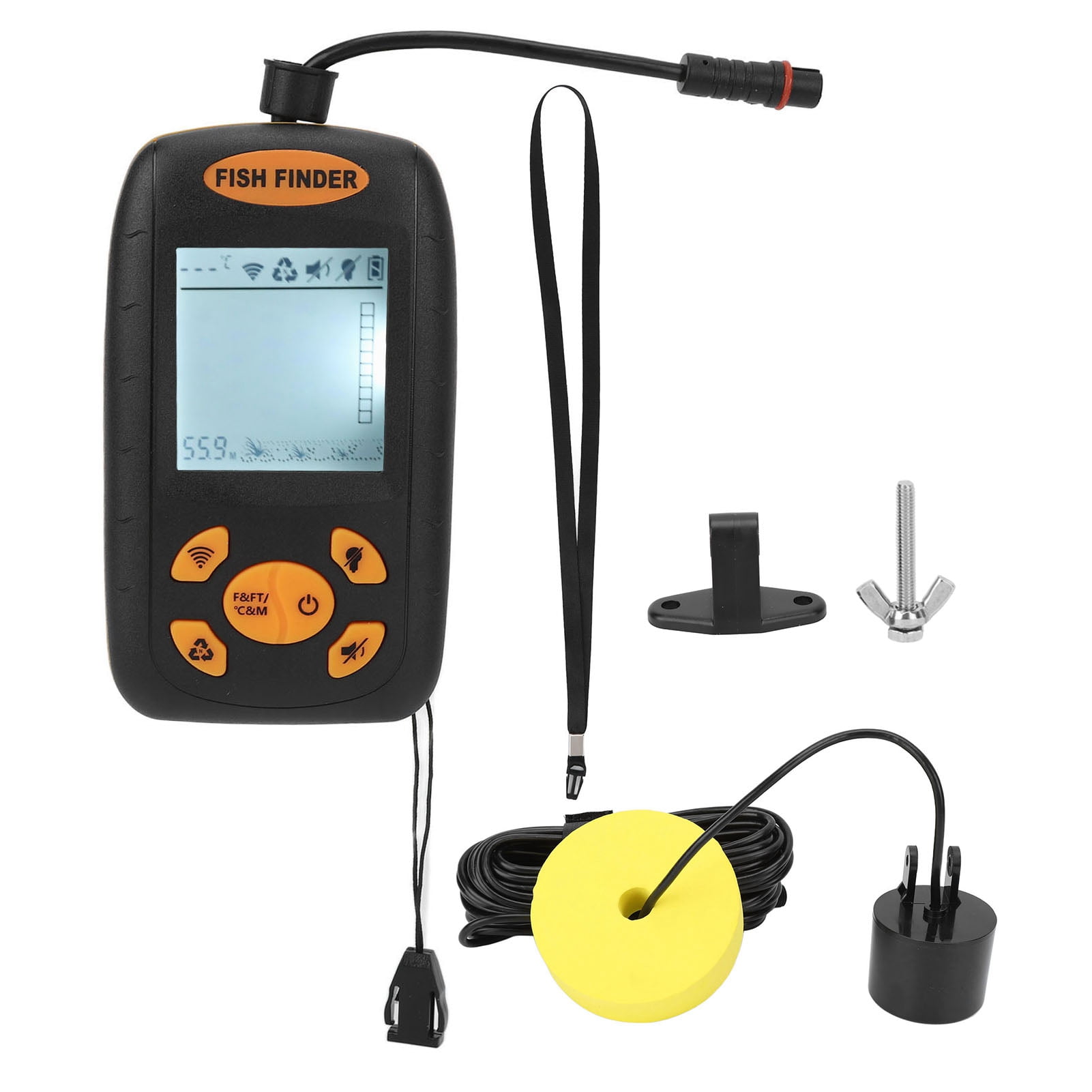 Fish Finder LCD Display Sonar Sensor Handheld Portable Fish Depth ...