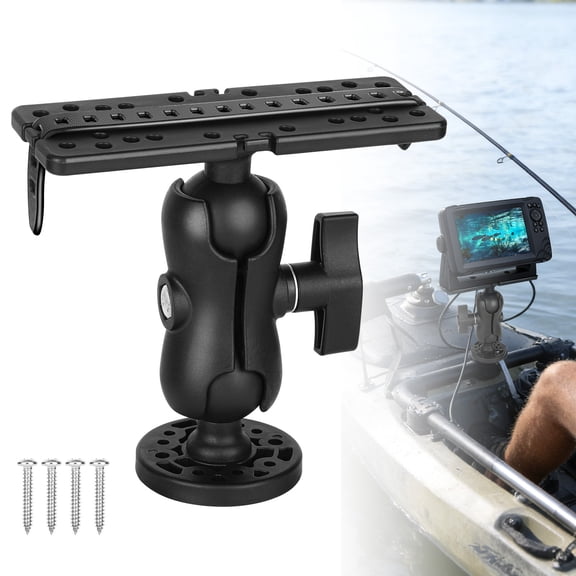 Fish Finder Mount Base, EEEkit Universal 360 Rotation Fish Finder Holder for Ocean Boat Kayak Pontoon Canoe Screw Garmin, Black