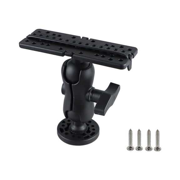 Fish Finder Mount Base, Universal 360 Rotation Ball-Mount Fish Finder Bracket, Nylon & Stainless Steel Electronic Holder for Marine Boat Kayak Pontoon Canoe, 4*Srews