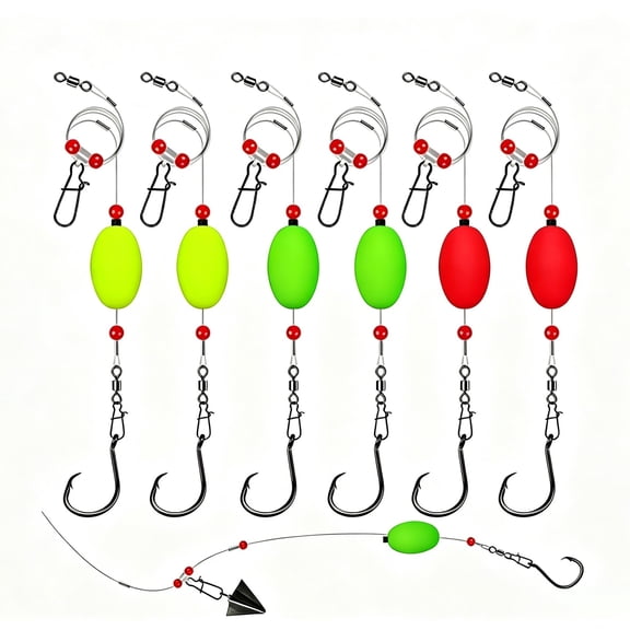 Fish Finder Rig with Float 20.5" Surf Fishing Rigs 90LB Surf Fishing Tackle for Shark Bluefish Stripers 6PCS 5/0 8/0