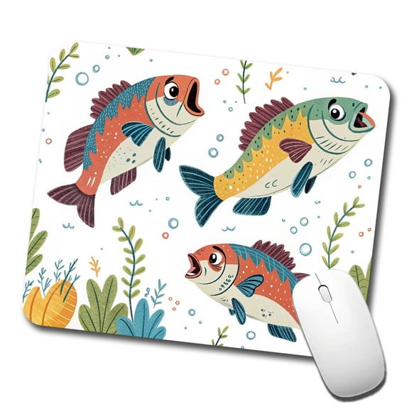 Fish Fishing Cute Cartoon Mouse Pad Low Profile Gaming Mat