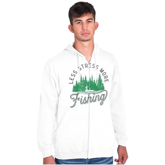 Fish Fishing Life Outdoors Enthusiast Zip Up Hoodie Men's Women's Brisco Brands L