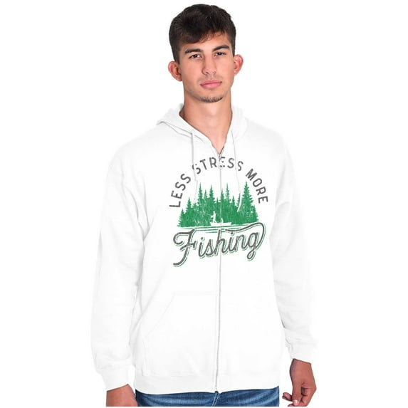 Fish Fishing Life Outdoors Enthusiast Zip Up Hoodie Men's Women's Brisco Brands L