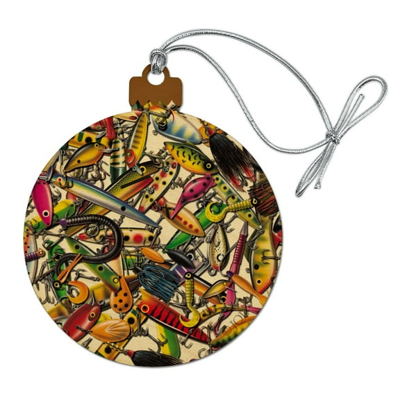 Fish Fishing Lure Rainbow Fly Stream Lake Pond Wood Christmas Tree Holiday Ornament