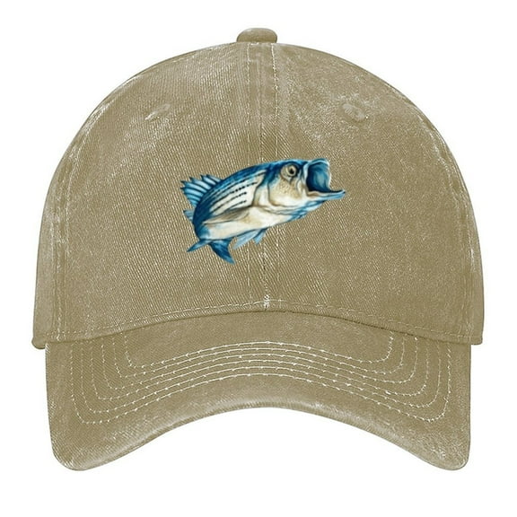 Fish Fishing Rope Print Vintage Wash Dad Hat Adjustable Curved Brim Baseball Cap,Made In USA,Casual Outdoor Sports Fishing Cap for Men and Women