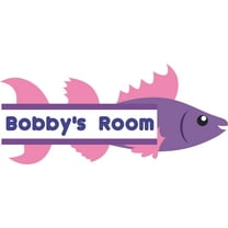 Fish Fishing Swimming Customized Wall Decal - Custom Vinyl Wall Art - Personalized Name - Baby Girls Boys Kids Nursery Daycare Bedroom Wall Decal Room Decor Wall Stickers Decoration Size (12x20 inch)