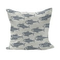 thumbnail image 1 of Fish Fluffy Throw Pillow Cushion Cover, Aquarium Inspired Doodle Style Swimming with Scales Underwater Life, Decorative Square Accent Pillow Case, 28" x 28", Dark Blue White, by Ambesonne, 1 of 5