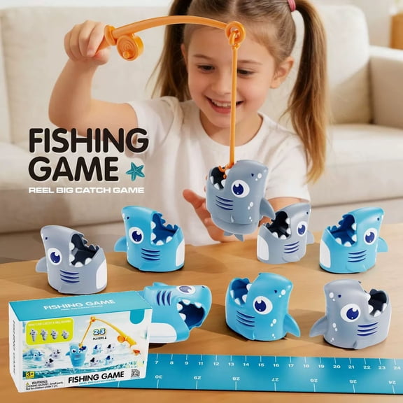 Fish Game Shark Fishing Game Preschool Math Games For 3 Year Olds, Toddler Fine Motor Learning Toys, Fun Family Board Games For Boys And Girls
