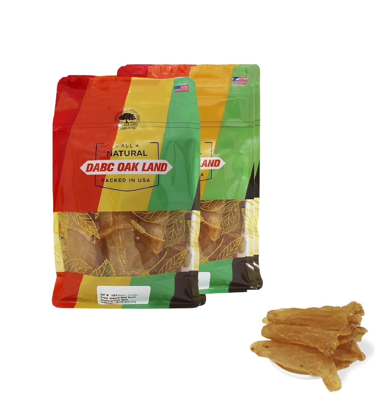 Fish Glue,Rich in Collagen Dried Seafood Fish Maw Roll Natural Sun Dried From South America AAA Large 1lb bag