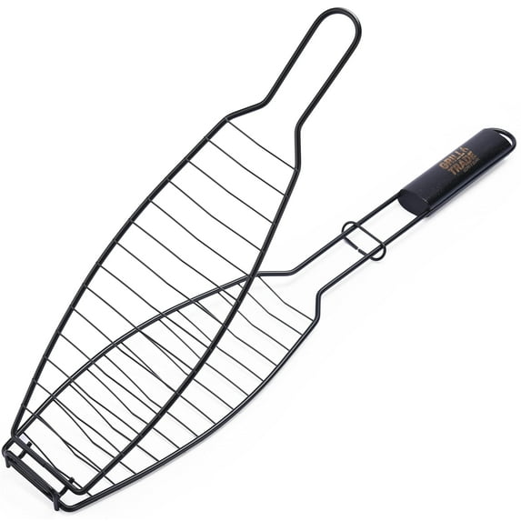 Fish Grill Basket - Fish Grilling Rack for Grill - Fish & Veggie Grill Basket - BBQ Grill Basket for Fish, Bread, Vegetables, Chicken, Shrimp - Outdoor Fish Roaster - Grill Cooking Accessories