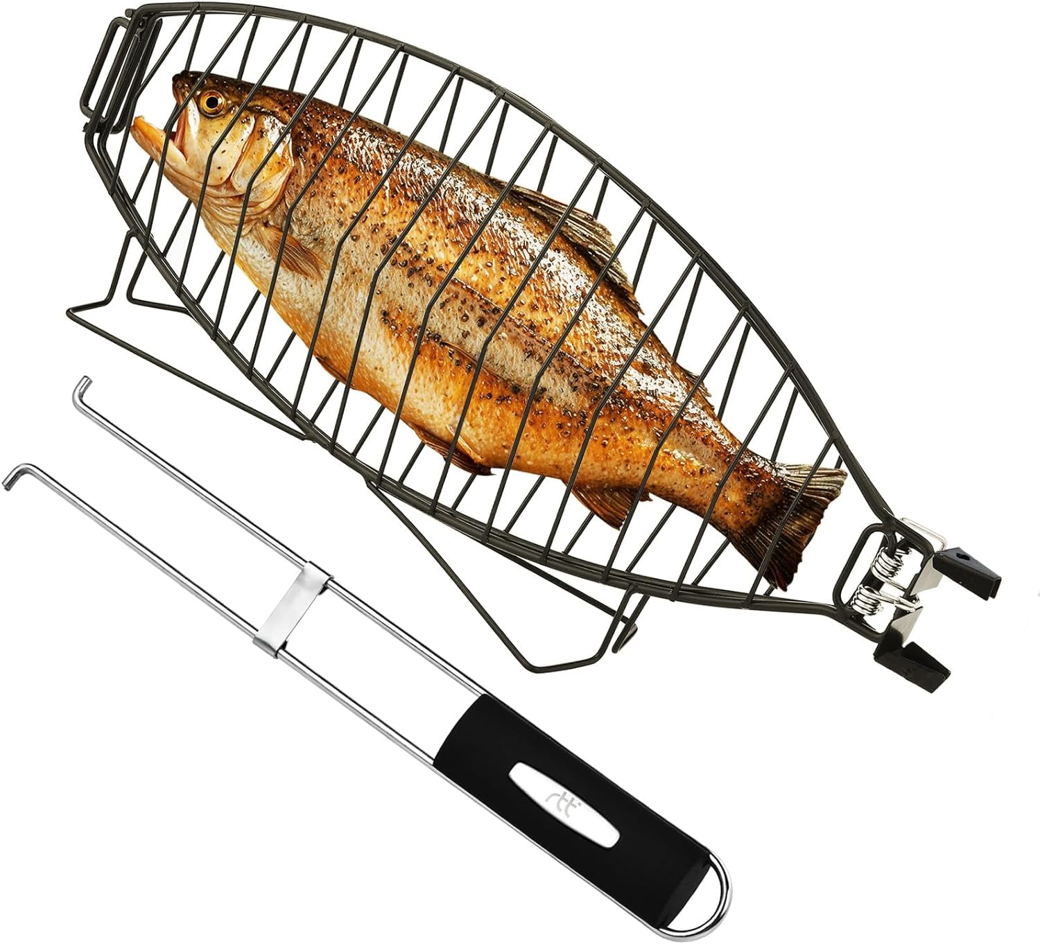 Fish Grilling Basket For Grill - Stainless Steel Basket, Non-Stick Fish ...
